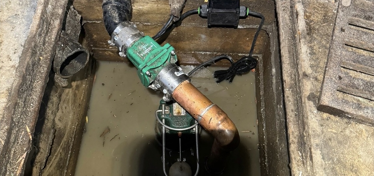 Pump system installed inside a recessed equipment pit